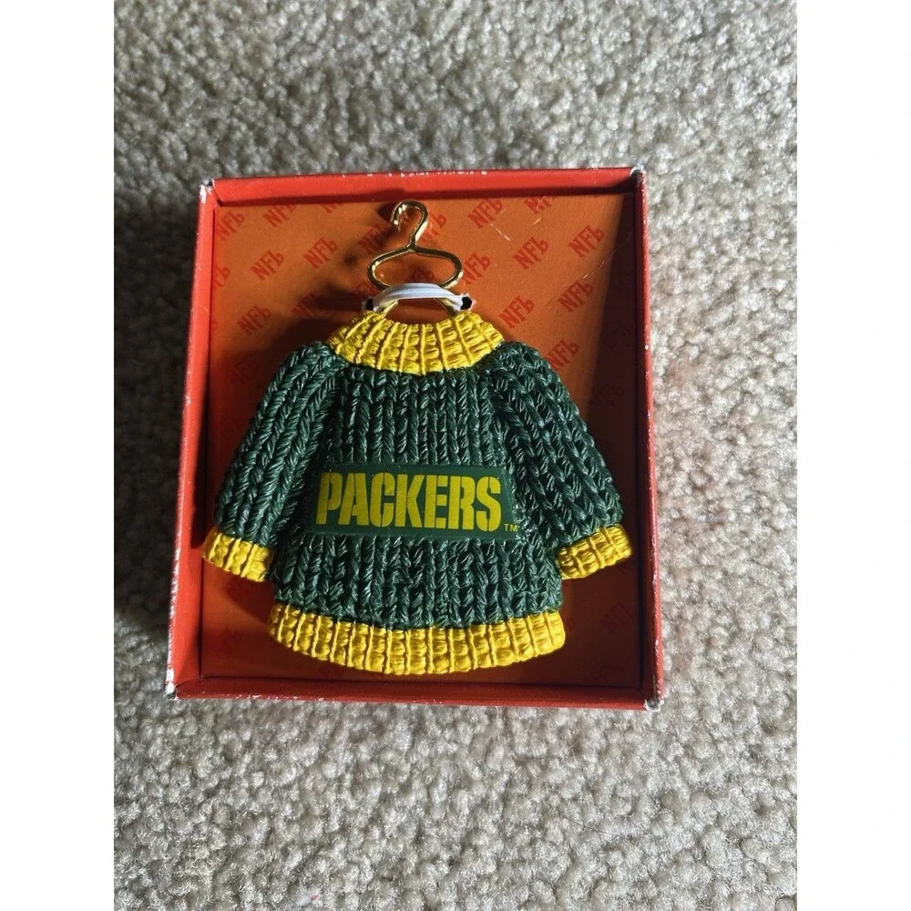Vintage 1996 Green Bay Packers Sweater Ornament Russ Team Trimmers NFL Boxed